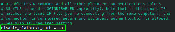 Edit Dovecot Auth Configuration