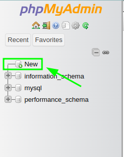 PhpMyAdmin New Database