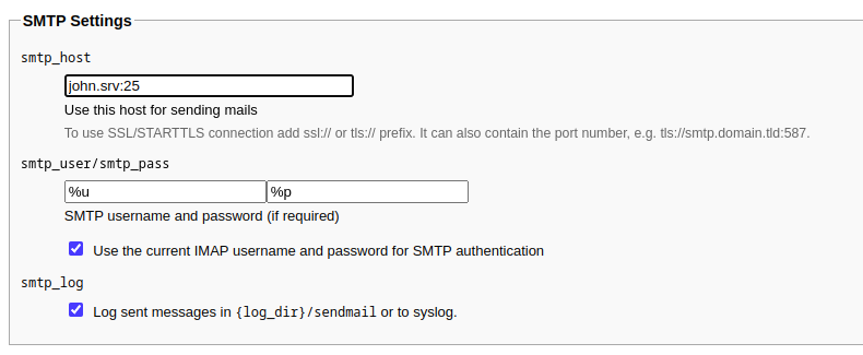 Roundcube Smtp Configuration