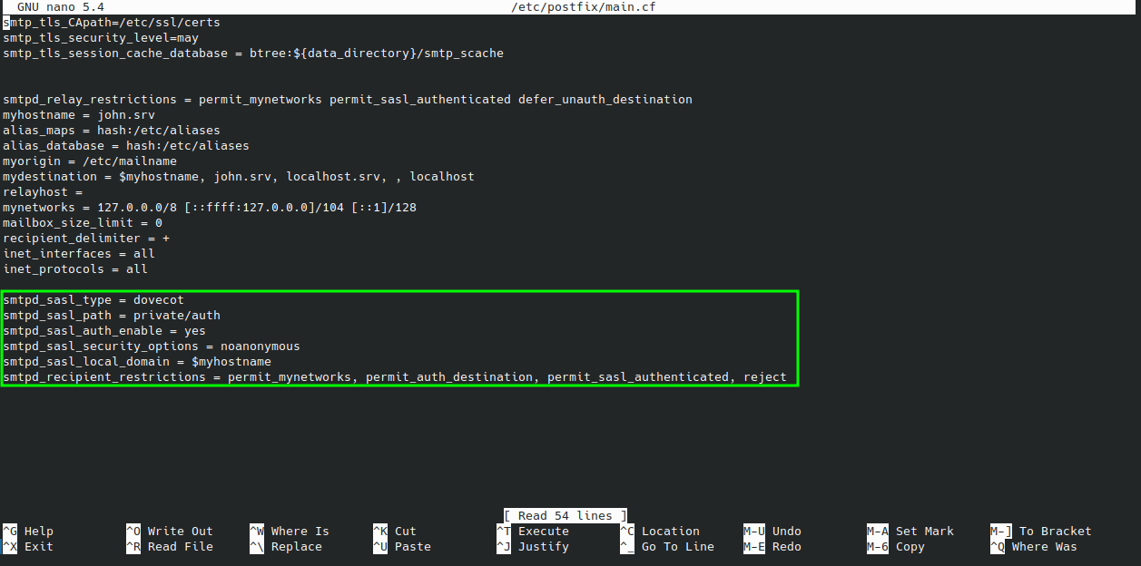 Add Postfix Configuration