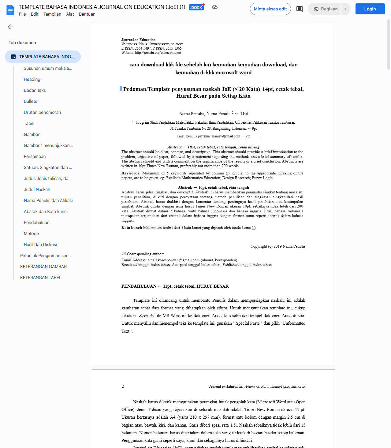 template-artikel