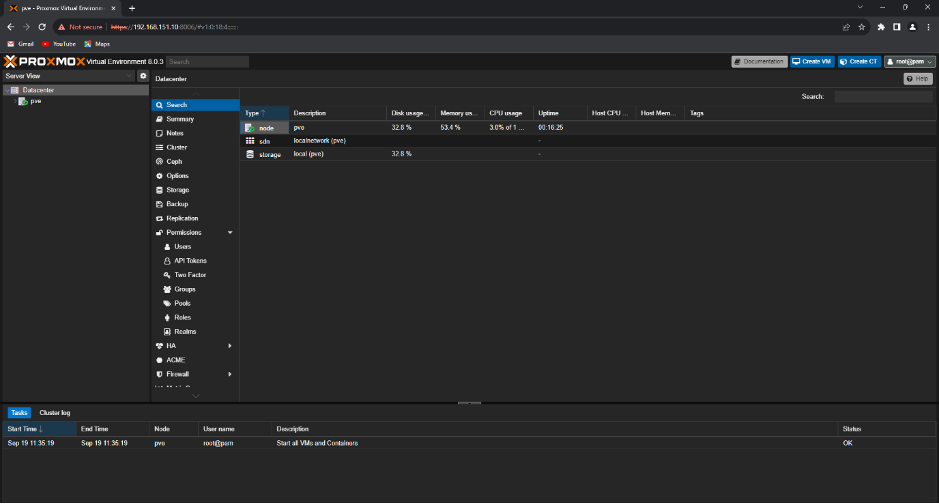 Proxmox Dashboard