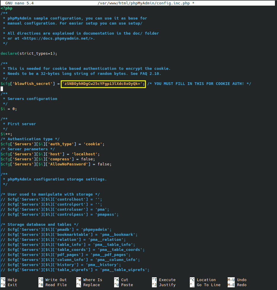 Edit phpMyAdmin Configuration