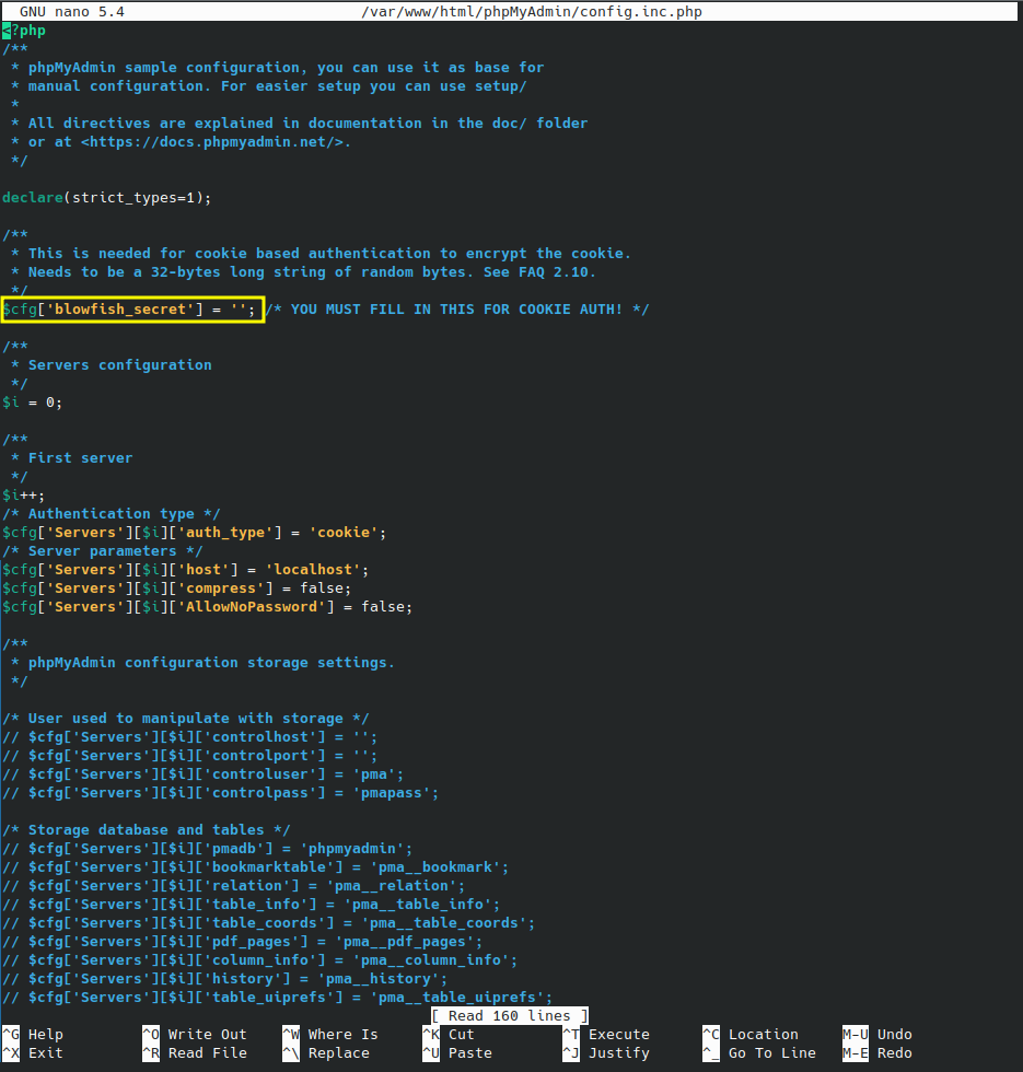 Edit phpMyAdmin Configuration