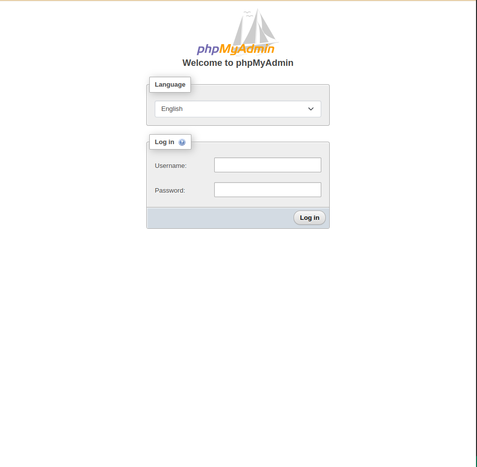 Login Page phpMyAdmin