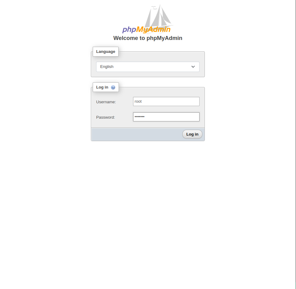 Login Page phpMyAdmin